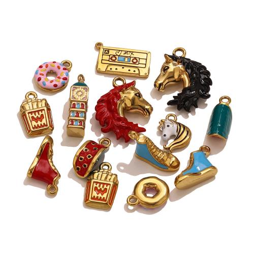 Bijoux pendentifs en acier inoxydable , Acier inoxydable 304, Placage de couleur d'or, DIY & styles différents pour le choix & émail, Vendu par PC