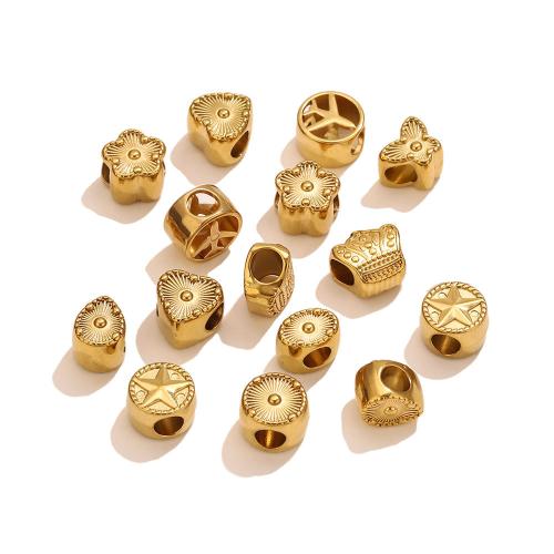 Stainless Steel Spacer Beads, 304 Stainless Steel, gold color plated, DIY & different styles for choice, Sold By PC
