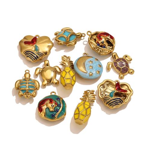 Stainless Steel Pendants, 304 Stainless Steel, gold color plated, DIY & different styles for choice & enamel, Sold By PC