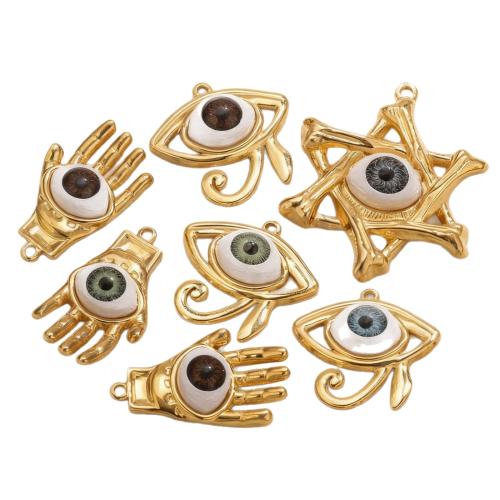 Stainless Steel Pendants, 304 Stainless Steel, with Acrylic, gold color plated, with eye pattern & DIY & different styles for choice, Sold By PC