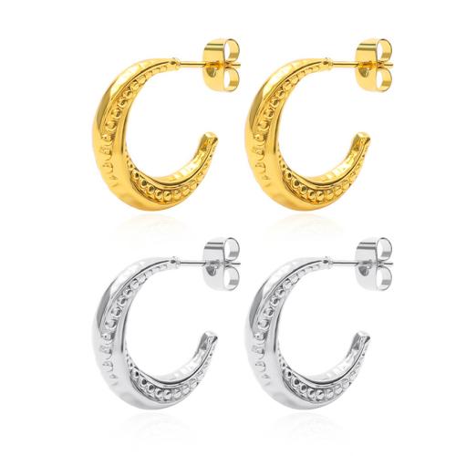 304 Stainless Steel Stud Earring, Letter C, Vacuum Ion Plating, fashion jewelry & for woman, more colors for choice, 19x19mm, Sold By Pair
