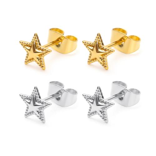 304 Stainless Steel Stud Earring, Star, plated, fashion jewelry & for woman, more colors for choice, Sold By Pair