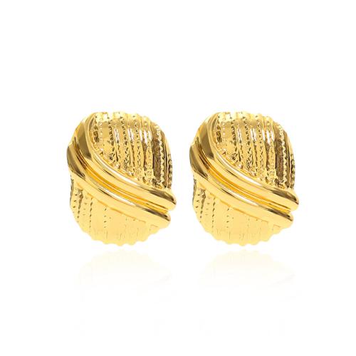 304 Stainless Steel Stud Earring, Geometrical Pattern, gold color plated, fashion jewelry & for woman, 22x28mm, Sold By Pair