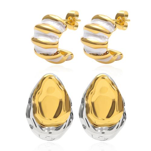 304 Stainless Steel Stud Earring, Vacuum Ion Plating, different styles for choice & for woman & enamel, Sold By Pair