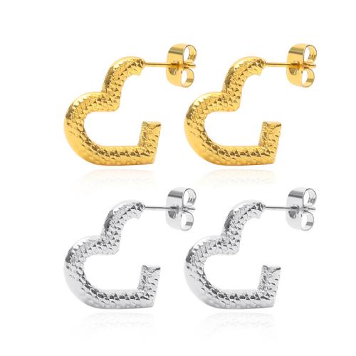 304 Stainless Steel Stud Earring, Heart, Vacuum Ion Plating, fashion jewelry & for woman, more colors for choice, 18x18mm, Sold By Pair