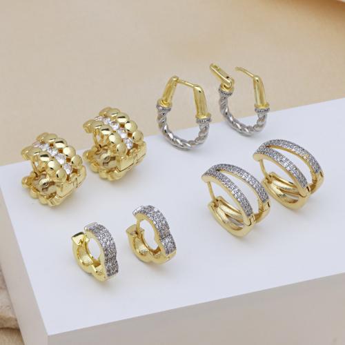 Befestiger Zirkonia Messing Ohrring, plattiert, verschiedene Stile für Wahl & Micro pave Zirkonia & für Frau, keine, verkauft von Paar