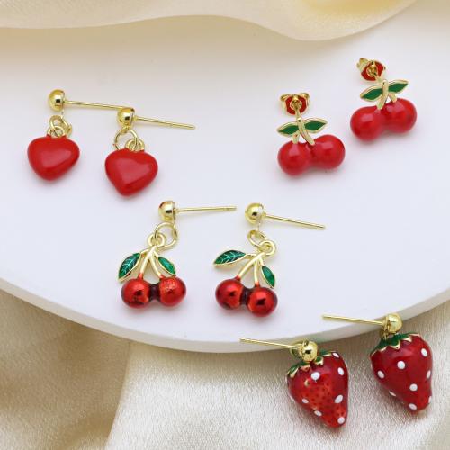 Brass Drop Earring, gold color plated, different styles for choice & for woman & enamel, more colors for choice, Sold By Pair