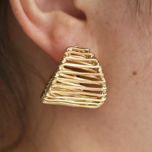 Brass Stud Earring, gold color plated, for woman & hollow, more colors for choice, 25x26mm, Sold By Pair