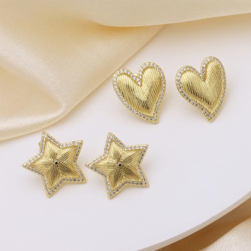 Cubic Zirconia Micro Pave Brass Earring, gold color plated, different styles for choice & micro pave cubic zirconia & for woman, more colors for choice, Sold By Pair