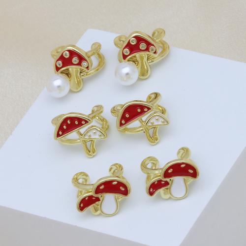 Brass Earring Clip, with Cubic Zirconia & Plastic Pearl, gold color plated, different styles for choice & for woman & enamel, more colors for choice, Sold By Pair