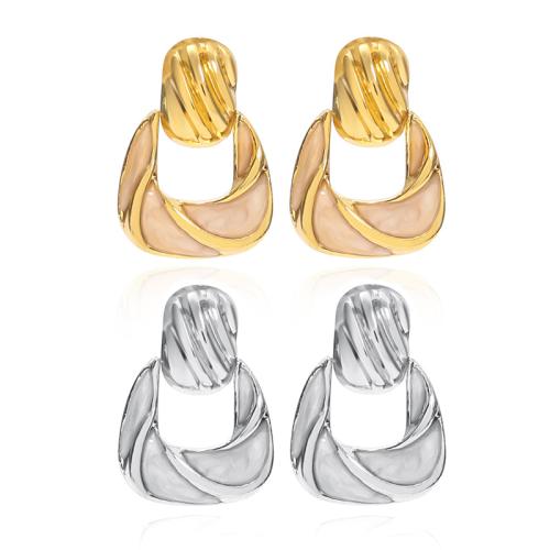 304 Stainless Steel Drop Earring, Geometrical Pattern, Vacuum Ion Plating, for woman & epoxy gel, more colors for choice, 17x24mm, Sold By Pair