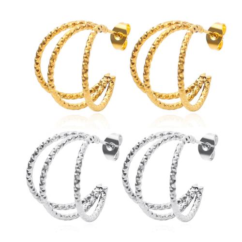 304 Stainless Steel Stud Earring, Geometrical Pattern, plated, for woman & hollow, more colors for choice, 20x20mm, Sold By Pair