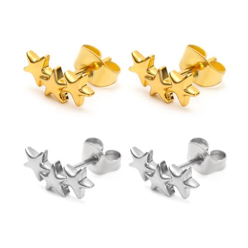 304 Edelstahl Ohrstecker, Stern, Modeschmuck & für Frau, keine, verkauft von Paar