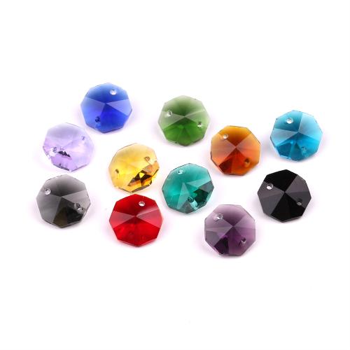 Fashion Glass Beads, Geometrical Pattern, plated, DIY & double-hole, more colors for choice, 14mm, 100PCs/Bag, Sold By Bag
