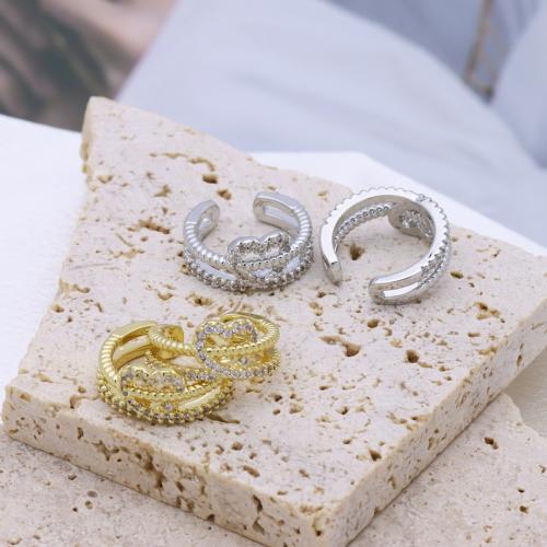 Cubic Zirconia Micro Pave Brass Earring, Heart, plated, micro pave cubic zirconia & for woman, more colors for choice, 16x7mm, Sold By Pair