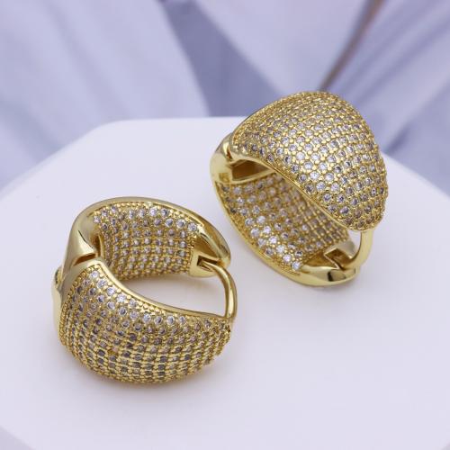 Cubic Zirconia Micro Pave Brass Earring, gold color plated, micro pave cubic zirconia & for woman, 14x20mm, Sold By Pair