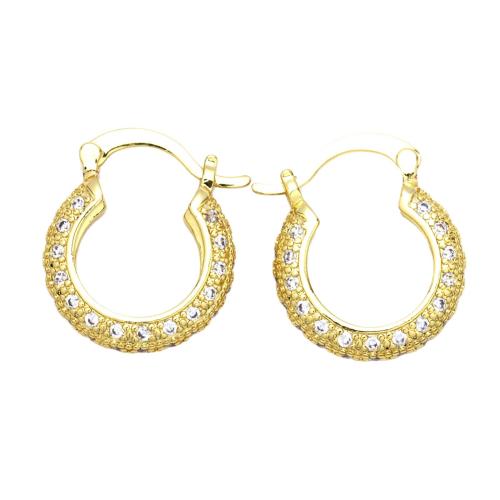 Cubic Zirconia Micro Pave Brass Earring, gold color plated, micro pave cubic zirconia & for woman, 18x5mm, Sold By Pair