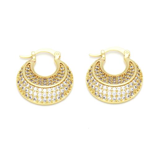 Cubic Zirconia Micro Pave Brass Earring, gold color plated, micro pave cubic zirconia & for woman, 23x22mm, Sold By Pair