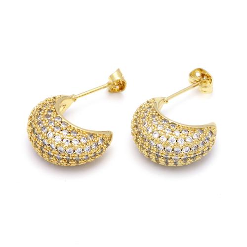Cubic Zirconia Micro Pave Brass Earring, gold color plated, micro pave cubic zirconia & for woman, 19x16mm, Sold By Pair