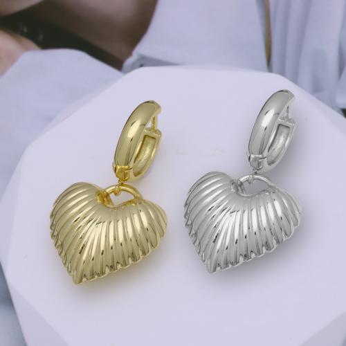 Brass Drop Earring, Heart, plated, for woman, Sold By Pair