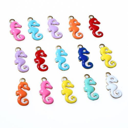 Stainless Steel Animal Pendants, 304 Stainless Steel, Seahorse, gold color plated, DIY & enamel, more colors for choice, 12x6mm, Sold By PC