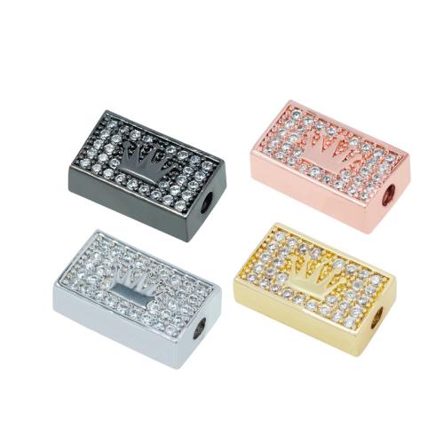 Brass Spacer Beads, Rectangle, plated, DIY & micro pave cubic zirconia, more colors for choice, 13x7.20mm, Sold By PC