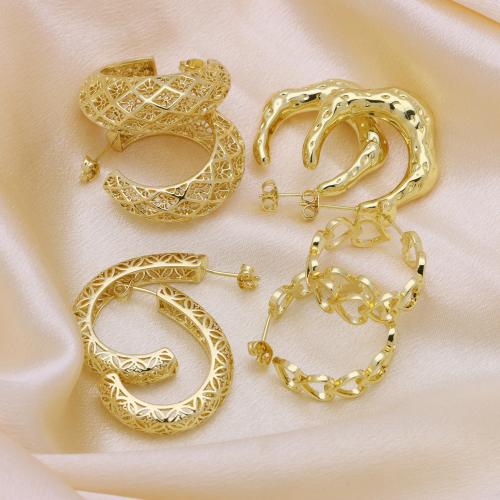Brass Stud Earring, gold color plated, different styles for choice & for woman & hollow, more colors for choice, Sold By Pair