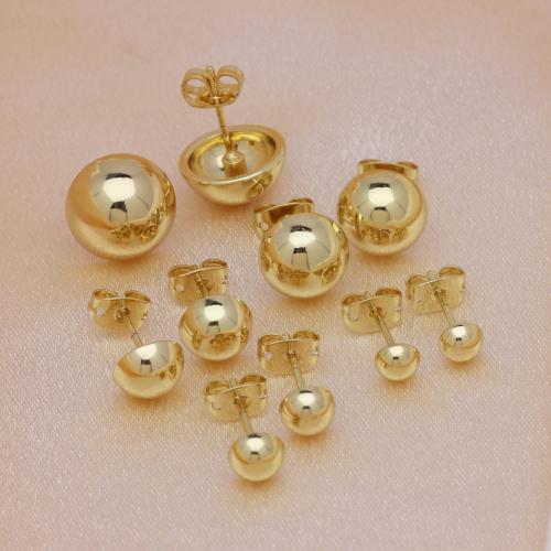 Brass Stud Earring, Dome, gold color plated, different size for choice & for woman, more colors for choice, Sold By Pair