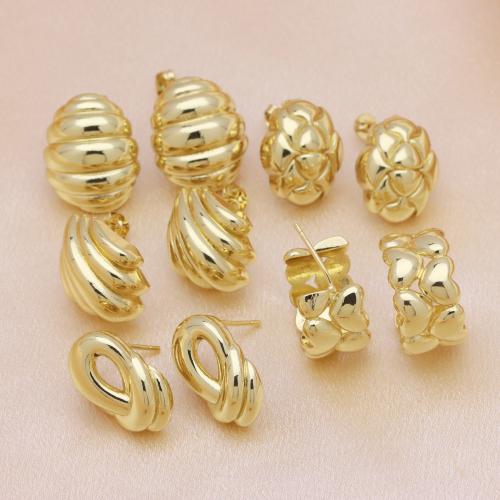 Brass Stud Earring, gold color plated, different styles for choice & for woman, more colors for choice, Sold By Pair