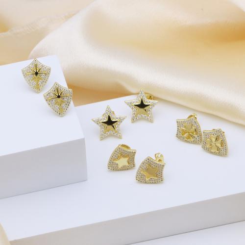 Cubic Zirconia Micro Pave Brass Earring, gold color plated, different styles for choice & micro pave cubic zirconia & for woman, more colors for choice, Sold By Pair