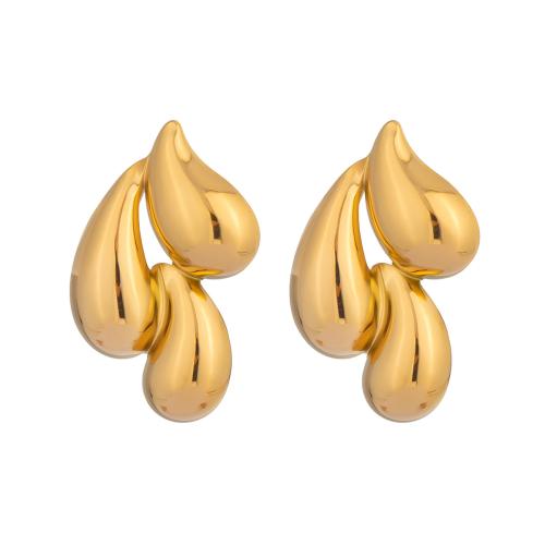 304 Stainless Steel Stud Earring, Teardrop, gold color plated, fashion jewelry & for woman, Sold By Pair