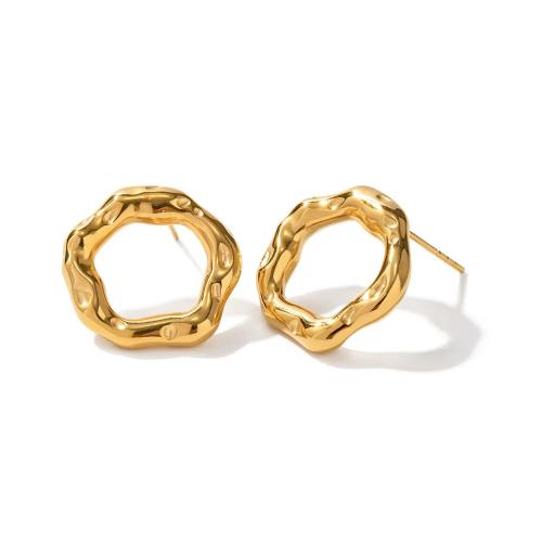 304 Stainless Steel Stud Earring, Geometrical Pattern, gold color plated, fashion jewelry & for woman & hollow, 19.10mm, Sold By Pair