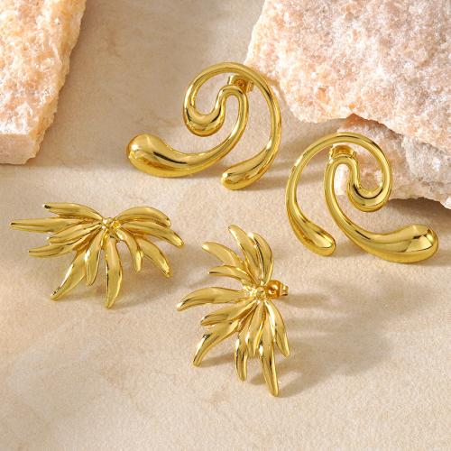 304 Stainless Steel Stud Earring, gold color plated, fashion jewelry & different styles for choice & for woman, Sold By Pair