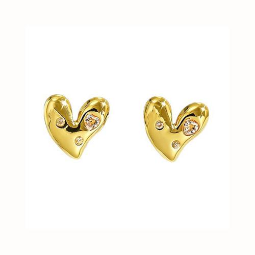 304 Stainless Steel Stud Earring, with Plastic Pearl, Geometrical Pattern, gold color plated, different styles for choice & micro pave cubic zirconia & for woman, Sold By Pair