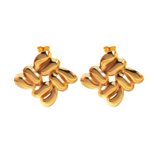 304 Stainless Steel Stud Earring, gold color plated, different styles for choice & for woman, Sold By Pair