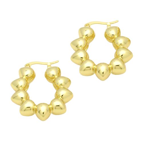 Laiton Leverback boucle d'oreille, Plaqué or 18K, pour femme, 28x30mm, Vendu par paire