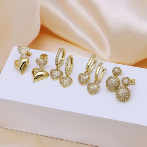 Cubic Zirconia Micro Pave Brass Earring, gold color plated, different styles for choice & micro pave cubic zirconia & for woman, more colors for choice, Sold By Pair