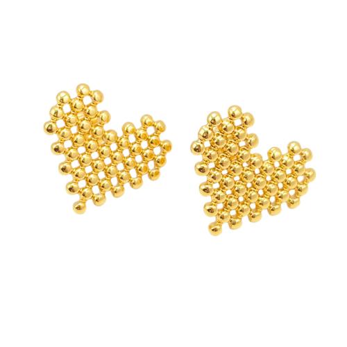 304 Stainless Steel Stud Earring, Heart, gold color plated, fashion jewelry & for woman, 20x18mm, Sold By Pair