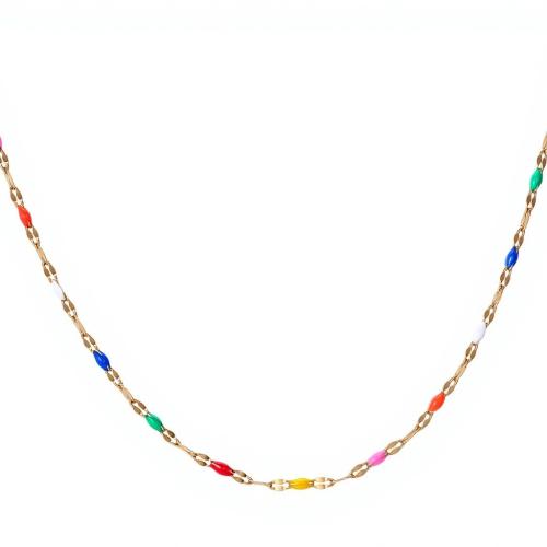 304 Stainless Steel Necklace, with 5cm extender chain, gold color plated, different size for choice & for woman & enamel, more colors for choice, Sold By PC
