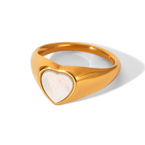304 Stainless Steel Cuff Finger Ring, with White Shell & Plastic Pearl, gold color plated, different styles for choice & for woman & with rhinestone, Sold By PC