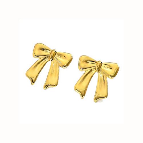 304 Stainless Steel Stud Earring, with Gemstone, gold color plated, different styles for choice & for woman, Sold By Pair