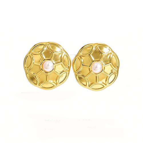 304 Stainless Steel Stud Earring, gold color plated, different styles for choice & for woman, Sold By Pair
