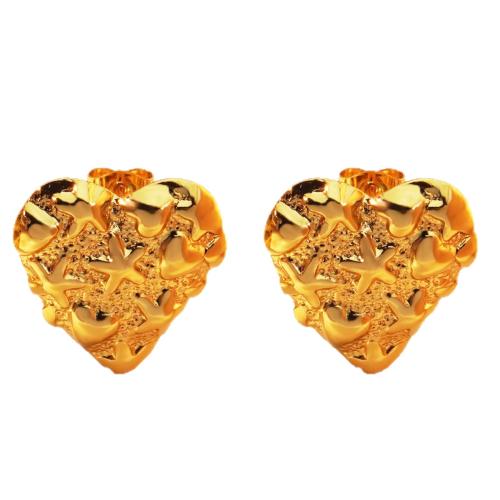 304 Stainless Steel Stud Earring, Heart, gold color plated, different styles for choice & for woman, Sold By Pair