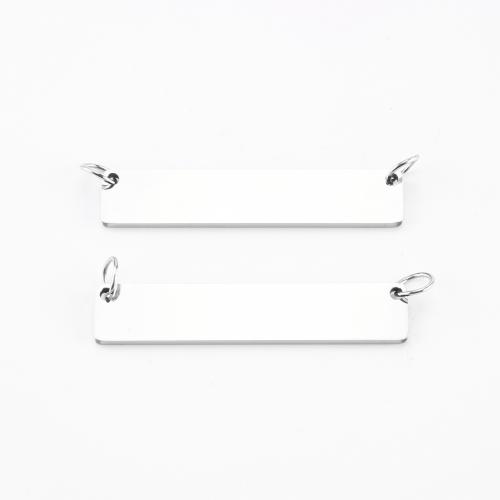 Stainless Steel Pendants, 304 Stainless Steel, Rectangle, DIY, original color, 36x8x1mm, Sold By PC