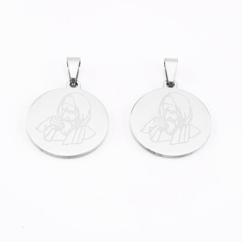 Stainless Steel Pendants, 304 Stainless Steel, Flat Round, DIY, original color, 26x20x1mm, Sold By PC