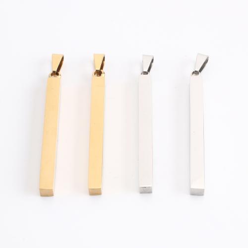 Stainless Steel Pendants, 304 Stainless Steel, Rectangle, plated, DIY, more colors for choice, 50x4x4mm, Sold By PC