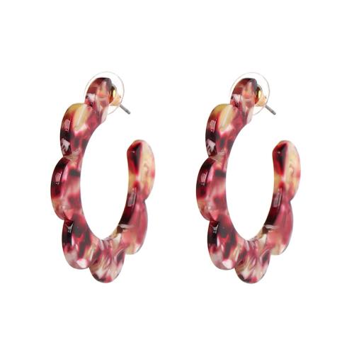 Resin Stud Earring, fashion jewelry & for woman, more colors for choice, 42x45mm, Sold By Pair