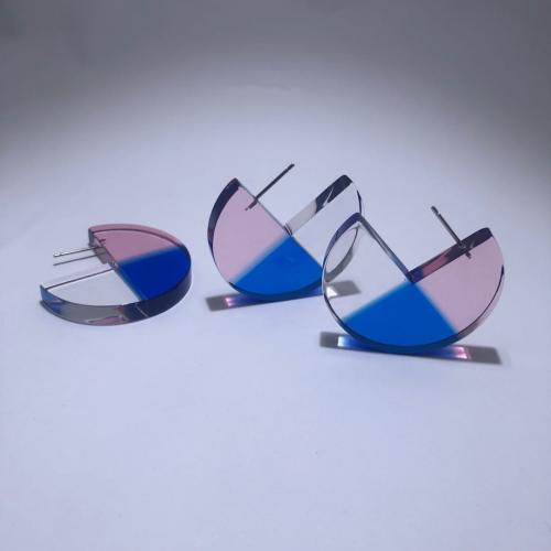 Acetate Stud Earring, Geometrical Pattern, fashion jewelry & transparent & for woman, 40x6mm, Sold By Pair