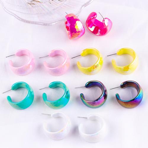 Acrylic Stud Earring, Letter C, painted, fashion jewelry & for woman, more colors for choice, 31x31x20mm, Sold By Pair