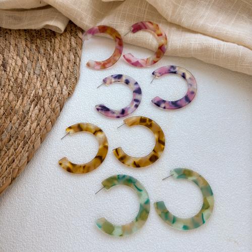 Acrylic Stud Earring, Letter C, vintage & for woman, more colors for choice, 53x60mm, Sold By Pair